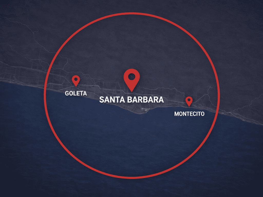 Map of the Santa Barbara service area including Goleta and Montecito